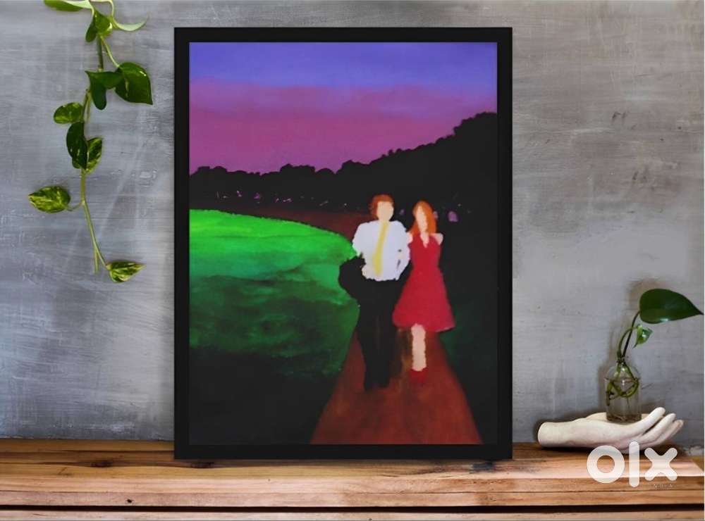 Original Painting – Romantic Walk Scene  Framed Wall Art