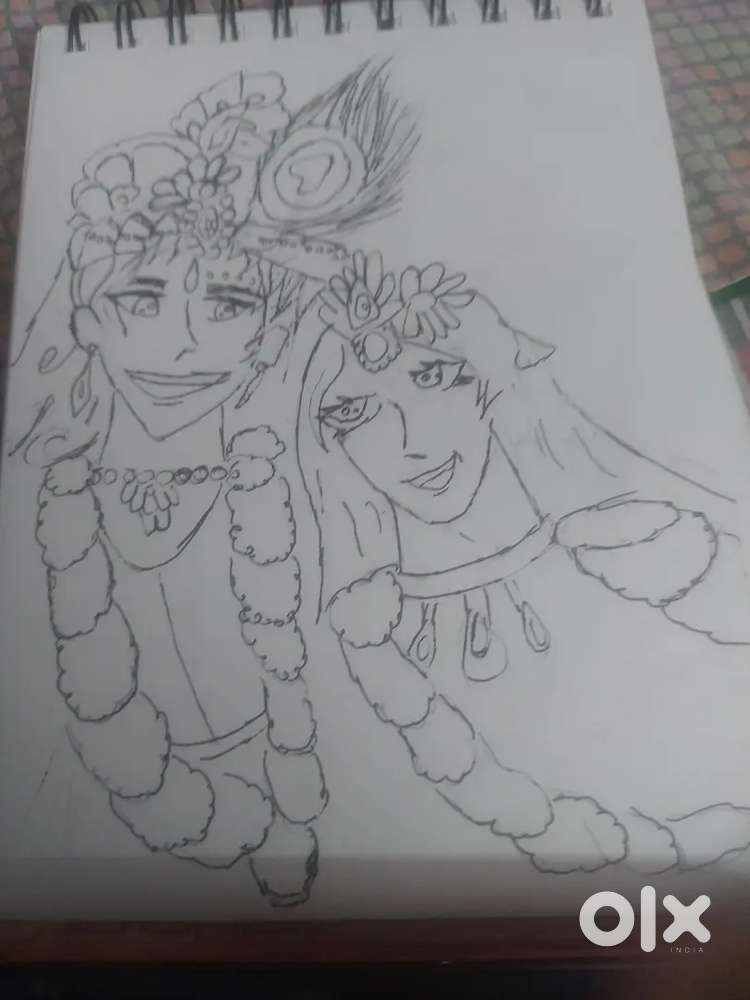 This is akrisna and radha drawing in anime style