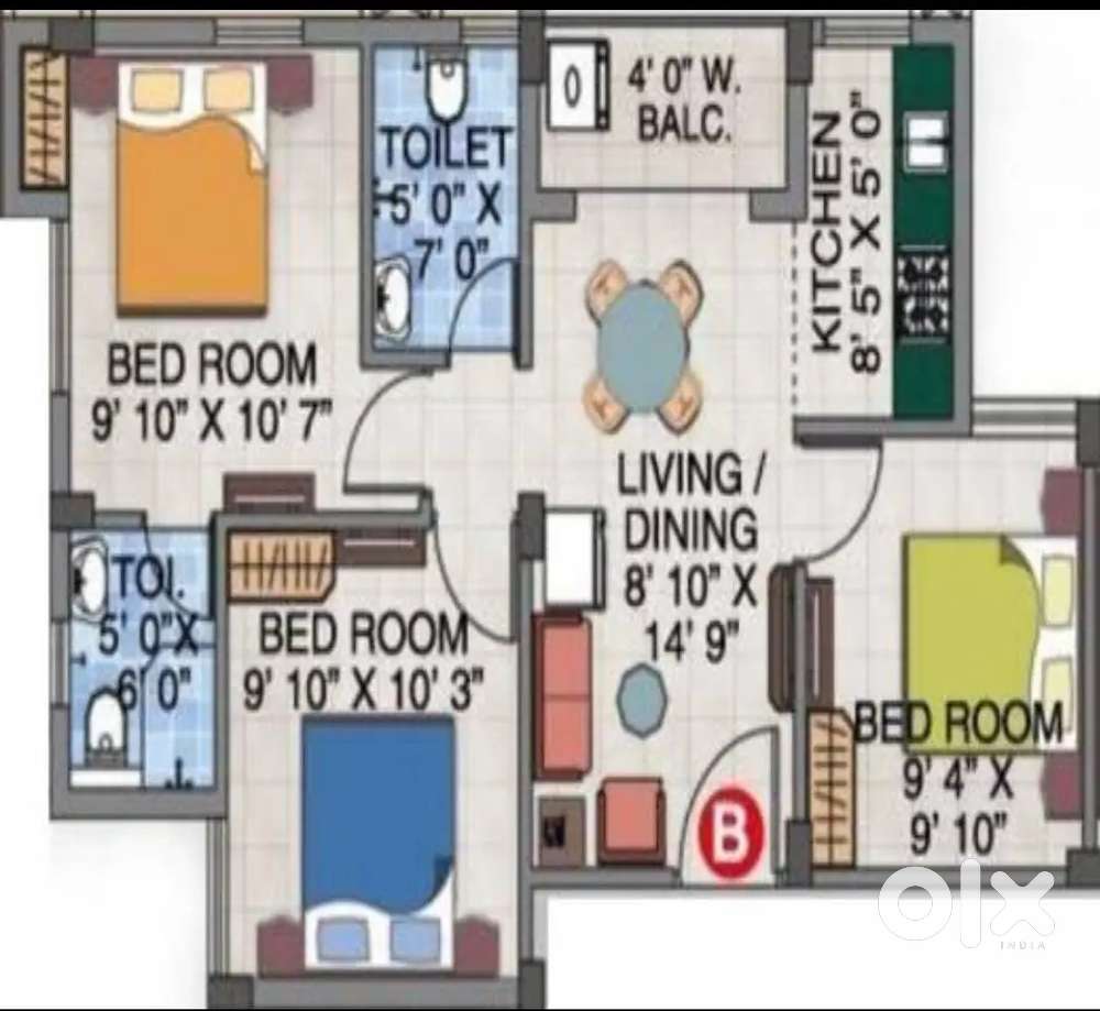 Urgent sale-3bhk flat at Rajarhat Bishnupur