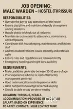 Warden for Boys hostel