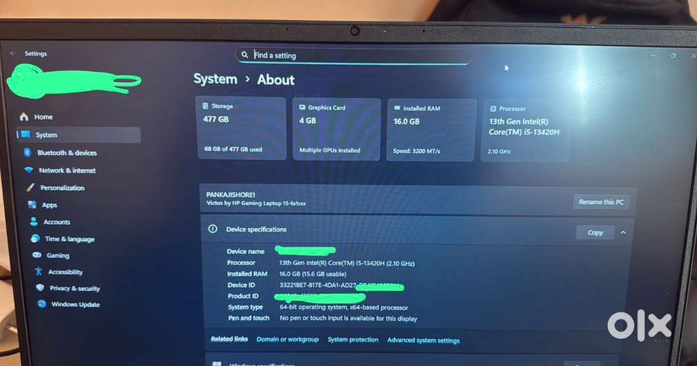 Hp victus  i5 13420H (official warrenty having 6 months )