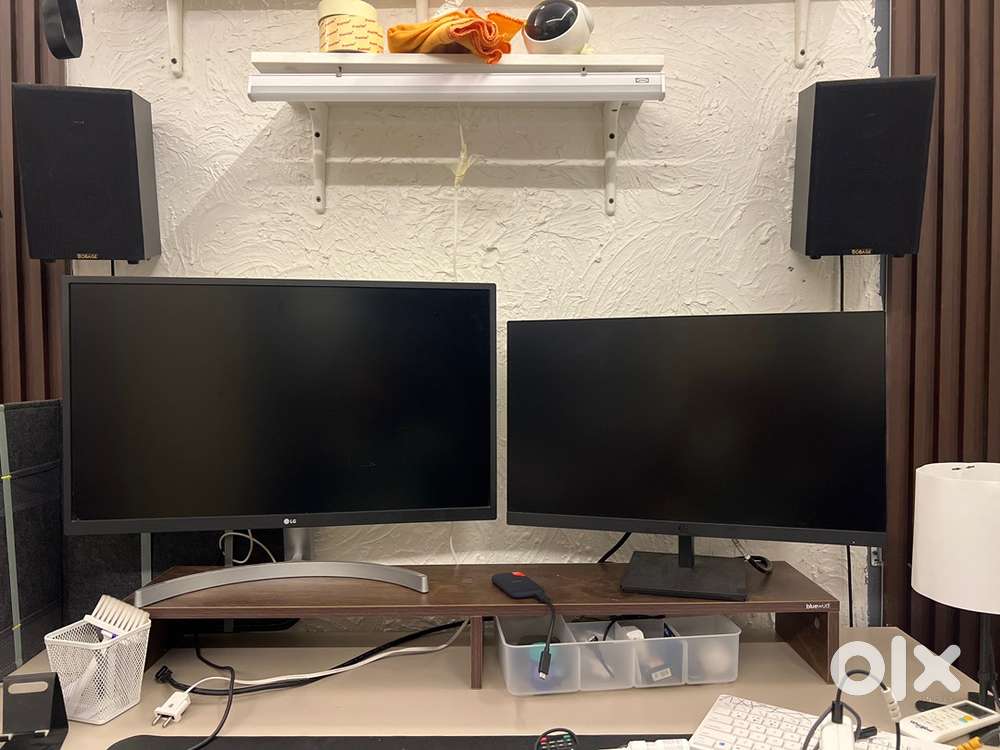 27inch LG 4k & 24inch Hp full hd monitors combo for sale