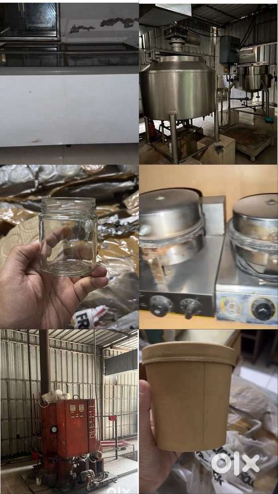 For sale cafe ke liye packaging containers, glass jars, freezers etc