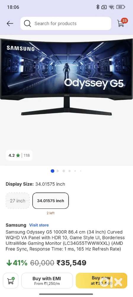 Brand New 34 inch Ultrawide Samsung G5 Curved Gaming Monitor