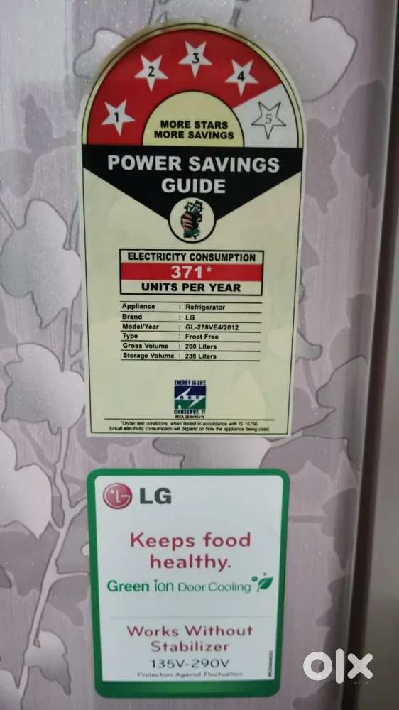 LG Refrigrator 280L..Dubble door, 4stars.