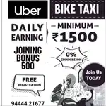 Free Uber bike taxi, Auto & car attachments & Rapido,ola also