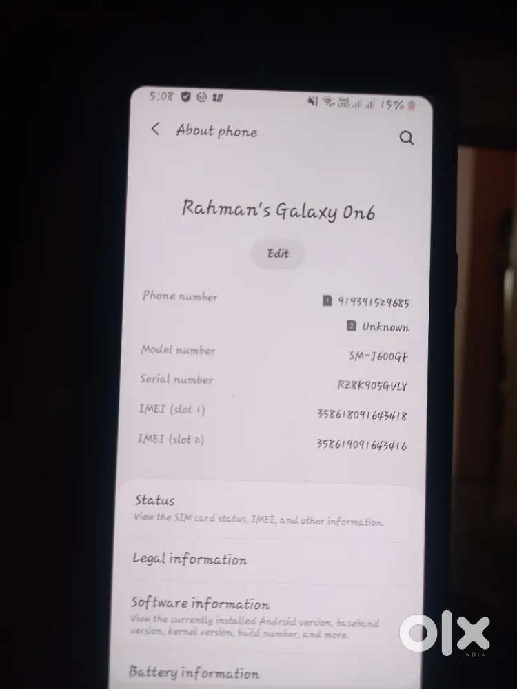 Sumsang on6 neat condition running phone