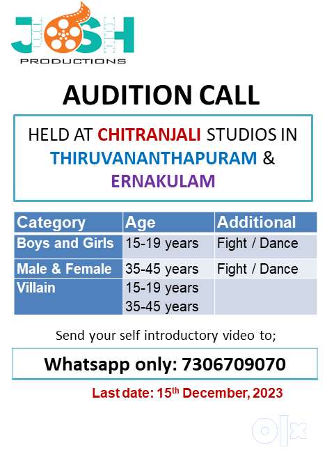 Audition call for a new Malayalam film