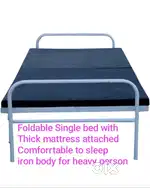 Foldable Single bed with  Thick mattress attached Comforrtable to slee