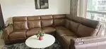 6 Seater branded leather sofa with 2 recliners inbuilt