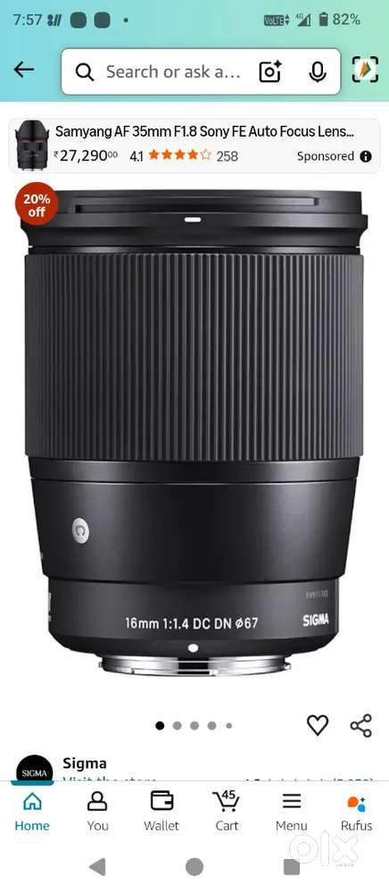 Soney mount sigma 16 mm 1.4