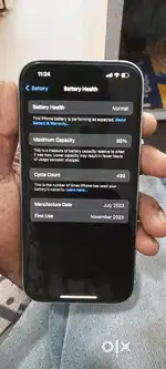 I phone 15 128 gb new condition with bill box original charger45000