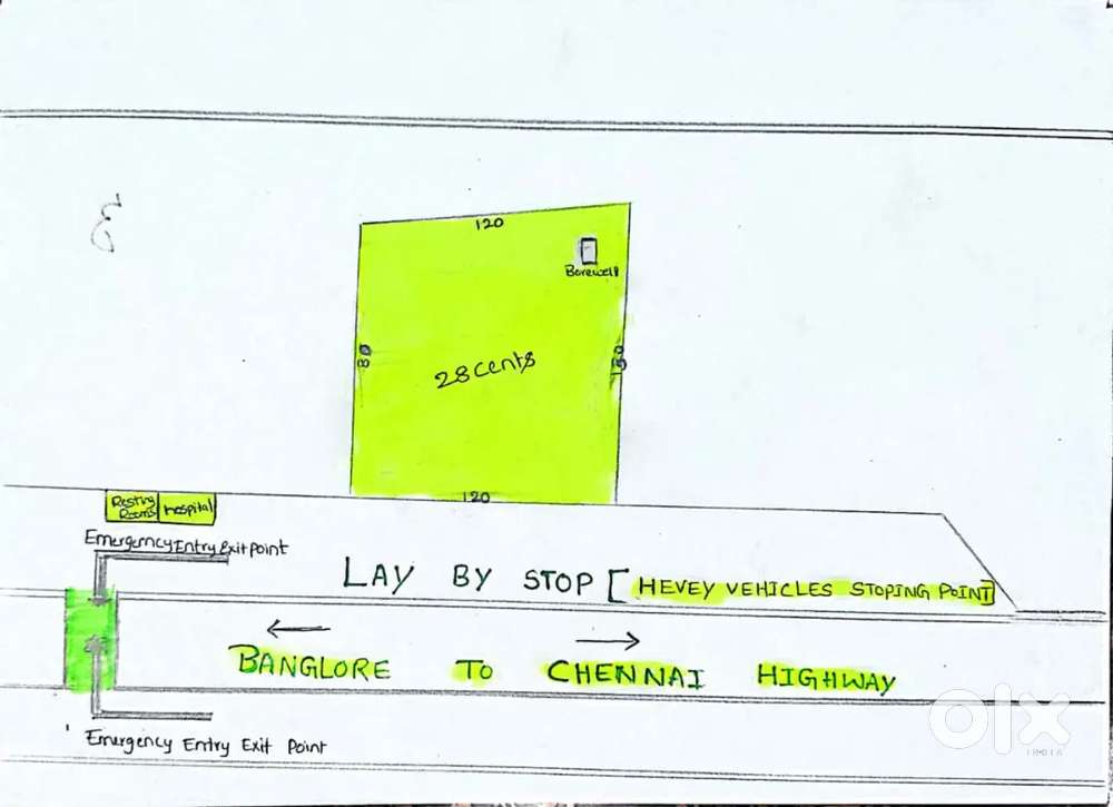 Banglore to chennai Layby highway land 28 cents