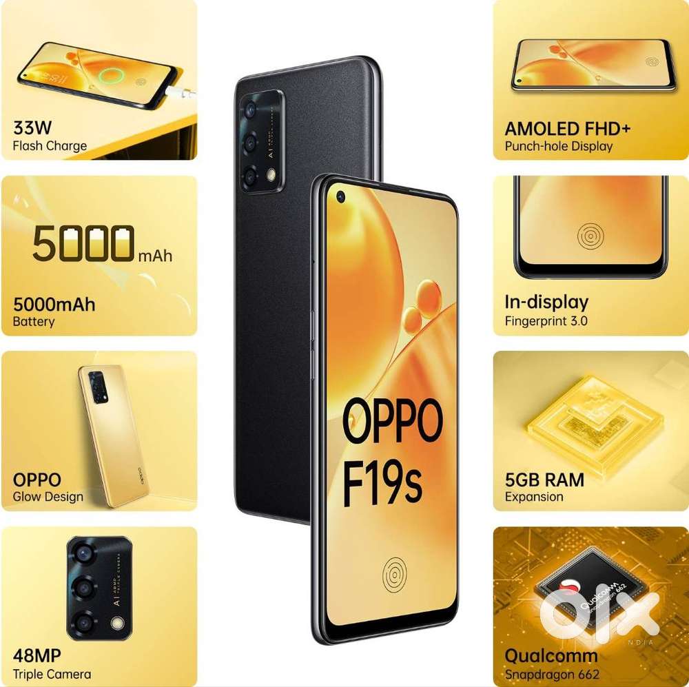 Oppo f19s 33W supervooc charge amoled display 5000 mah battery