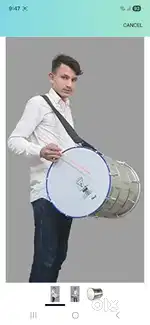 14.2 inch Bhangra Dhol stainless with nylon Belt, Danka Silver colour