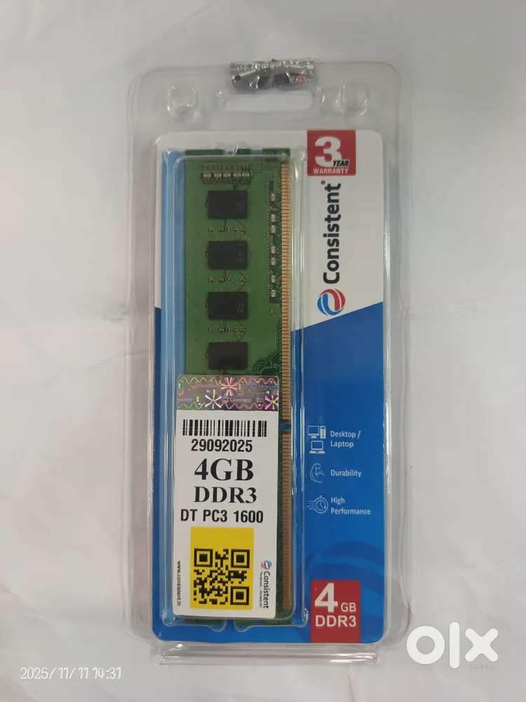 CONSISTENT DDR3 4GB RAM (Brand New)