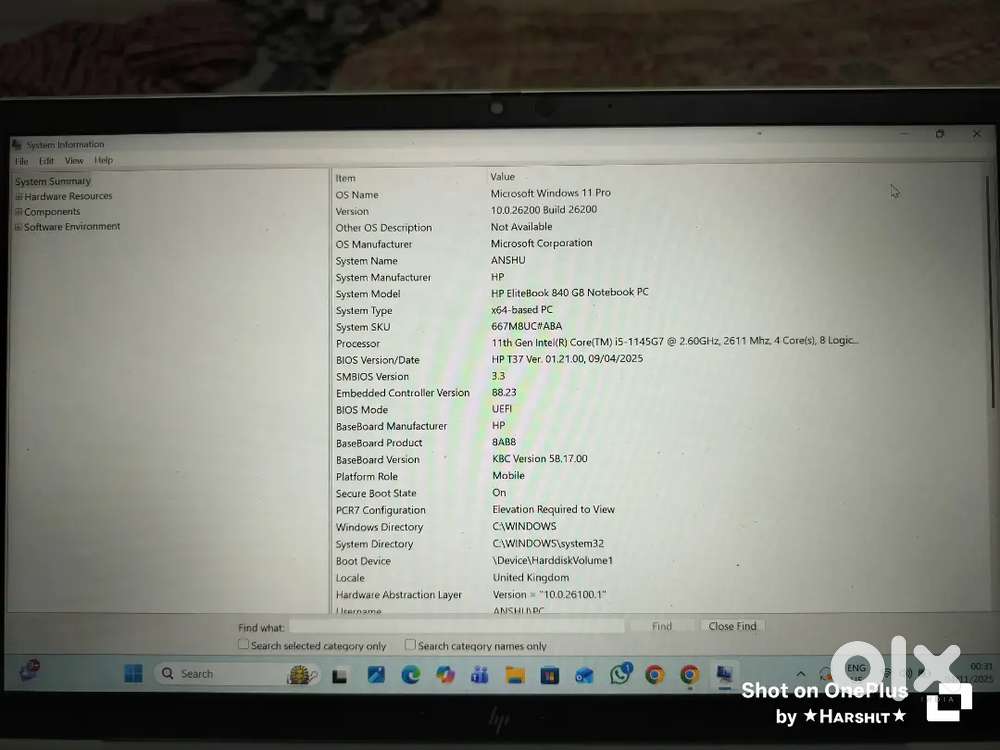 HP laptop (Elite book)