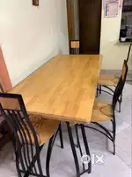Dining table, double cot, single cot, sofa, wood rack, tea table