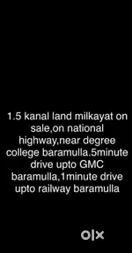 Best investment in baramulla,town1.5kanal milkayat on National Highway