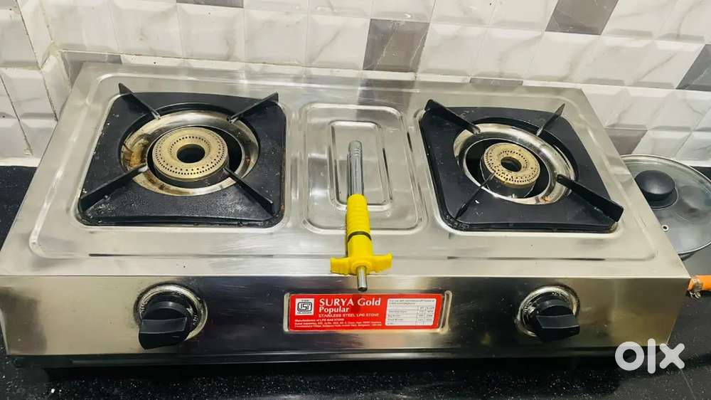 2 Burner Gas Stove with 1 Year Warranty Bill, Regulator & Lighter