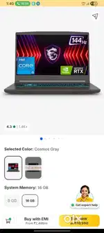 Msi Laptop 16gb ram + 4gb graphics . 512 ssd
