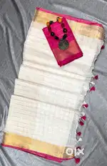 Linen and Slub cotton Mix saree