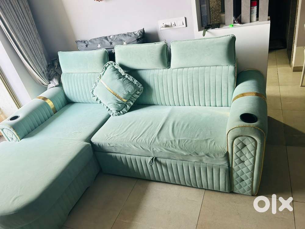 Premium Sofa cum Bed w/Adjustable headrest and Lounger with Storage