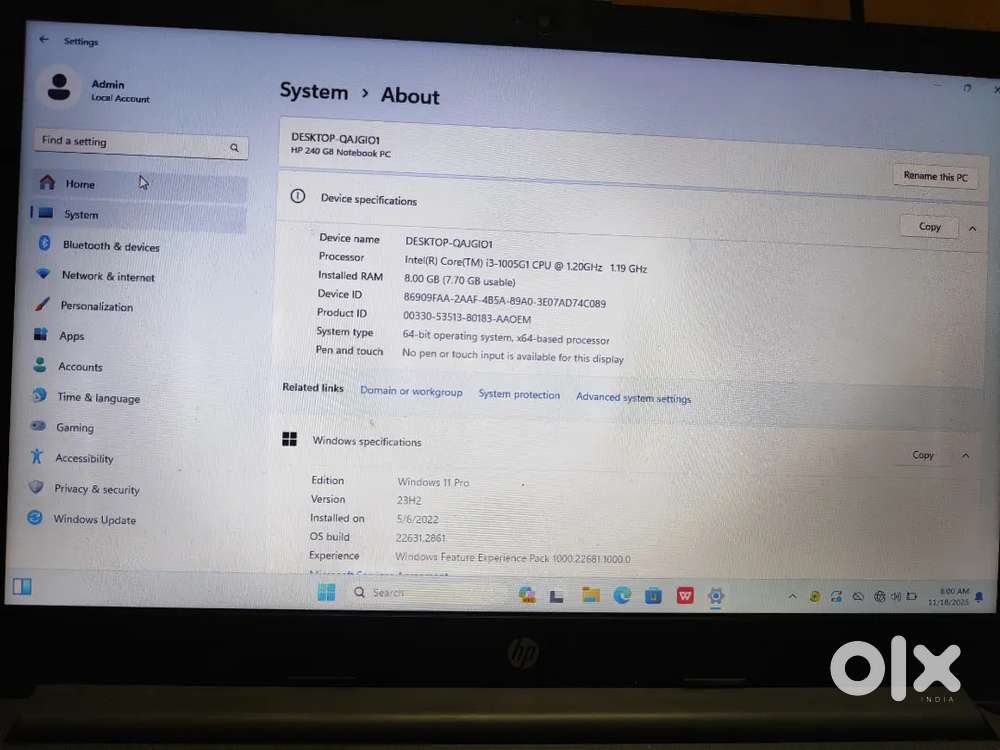 Hp 250gb note book pc