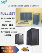 Low Budget FULL SET  CPU - Branded  Ram - 8GB DDR3  Hard disk - 500GB
