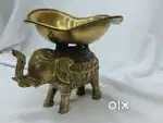 Antique pure brass solid heavy elephant center table bowl
