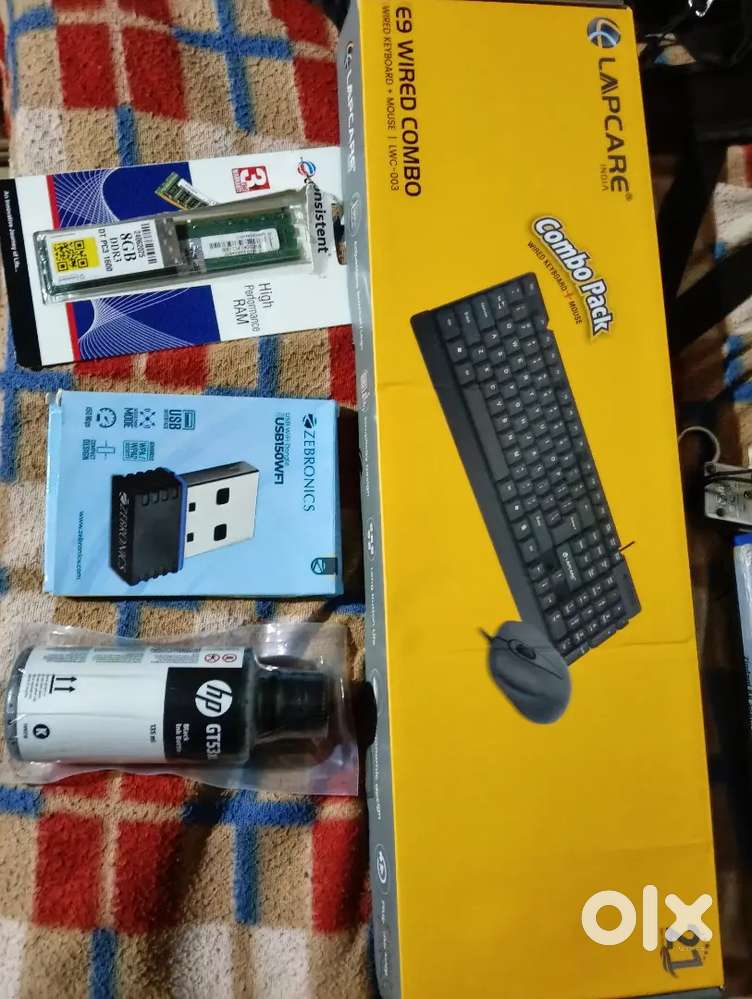 8GB RAM  + Wifi USB Dongle + Mouse-keyboard + 135ml HP GT53 black ink