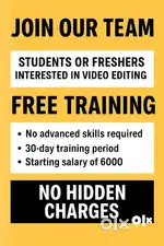Video Editing Job For Freshers, Mobile Video Editor Also Welcome