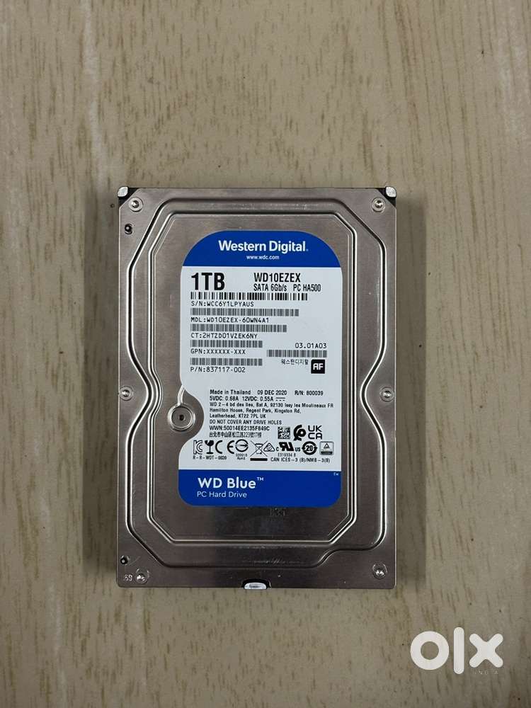 WD Blue 1TB Hard Drive SATA 6Gb/s Desktop Storage Excellent Condition