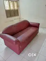 FULLY REUPHOLSTERED 3-SEATER SOFA IN BURGUNDY RED (PRICE NEGOTIABLE)
