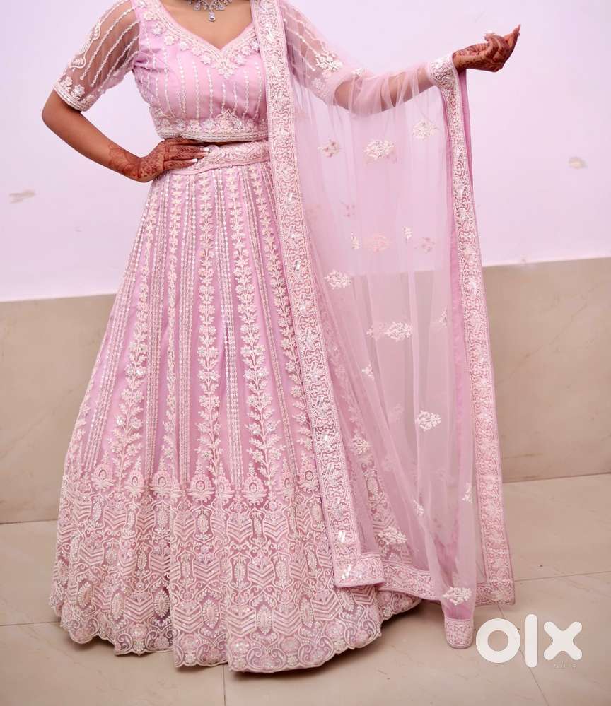 Light Pink Heavy Embroidered Bridal/Party Wear Lehenga – Like New