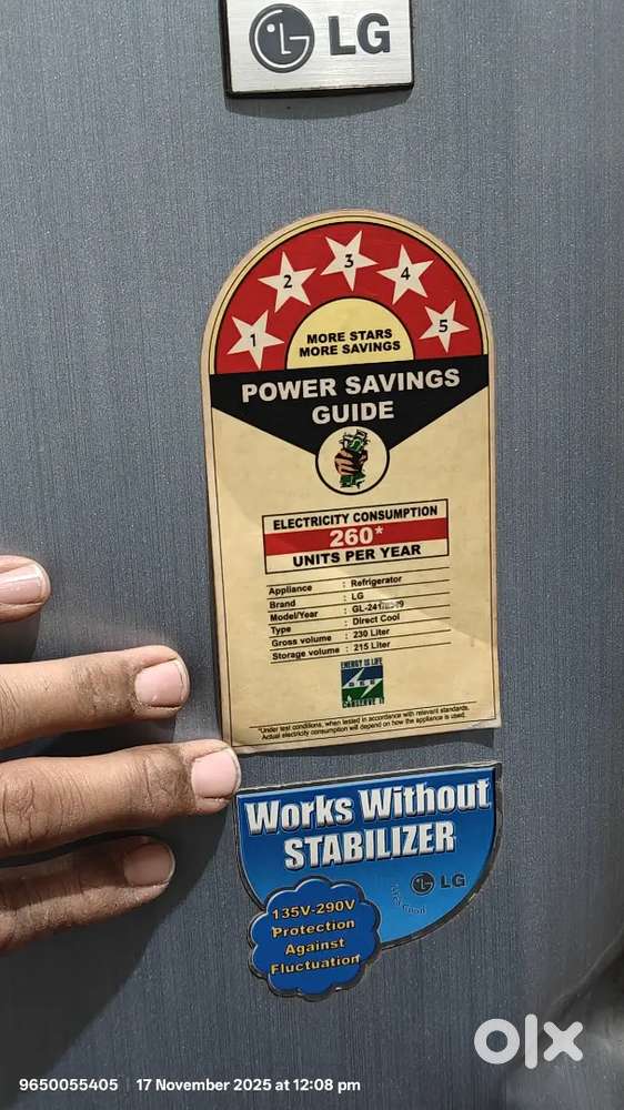 LG 5 Star Fridge 230L Excellent Condition