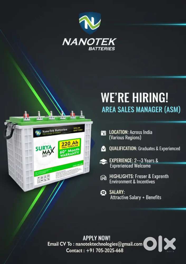 Area Sales Manager (ASM) In NanoTek Batteries