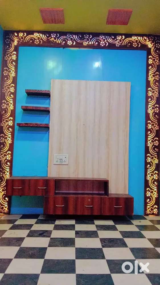All paper clear oil paint pop TV cabinet niche ek shop me space bhi h