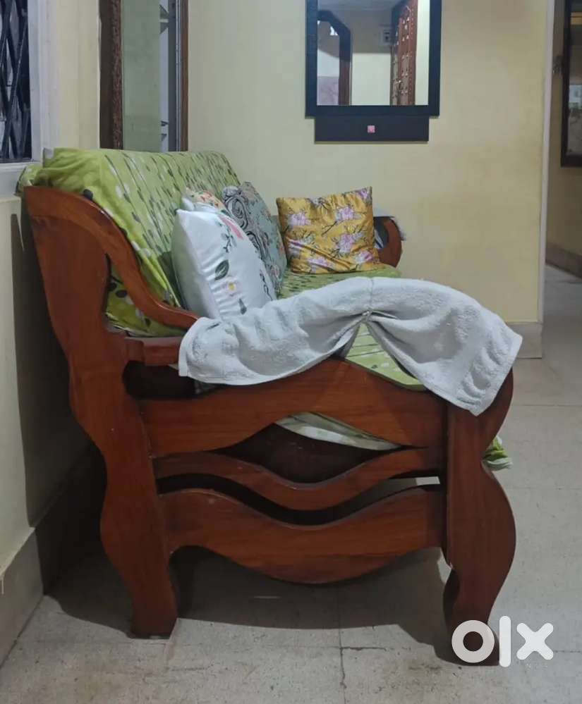 Wooden 3 seater sofa