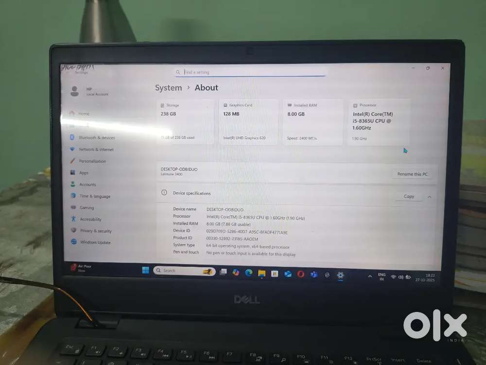 Intel (R) Core(TM) i5-8365U CPU  1.60GHz (1.90 GHz
