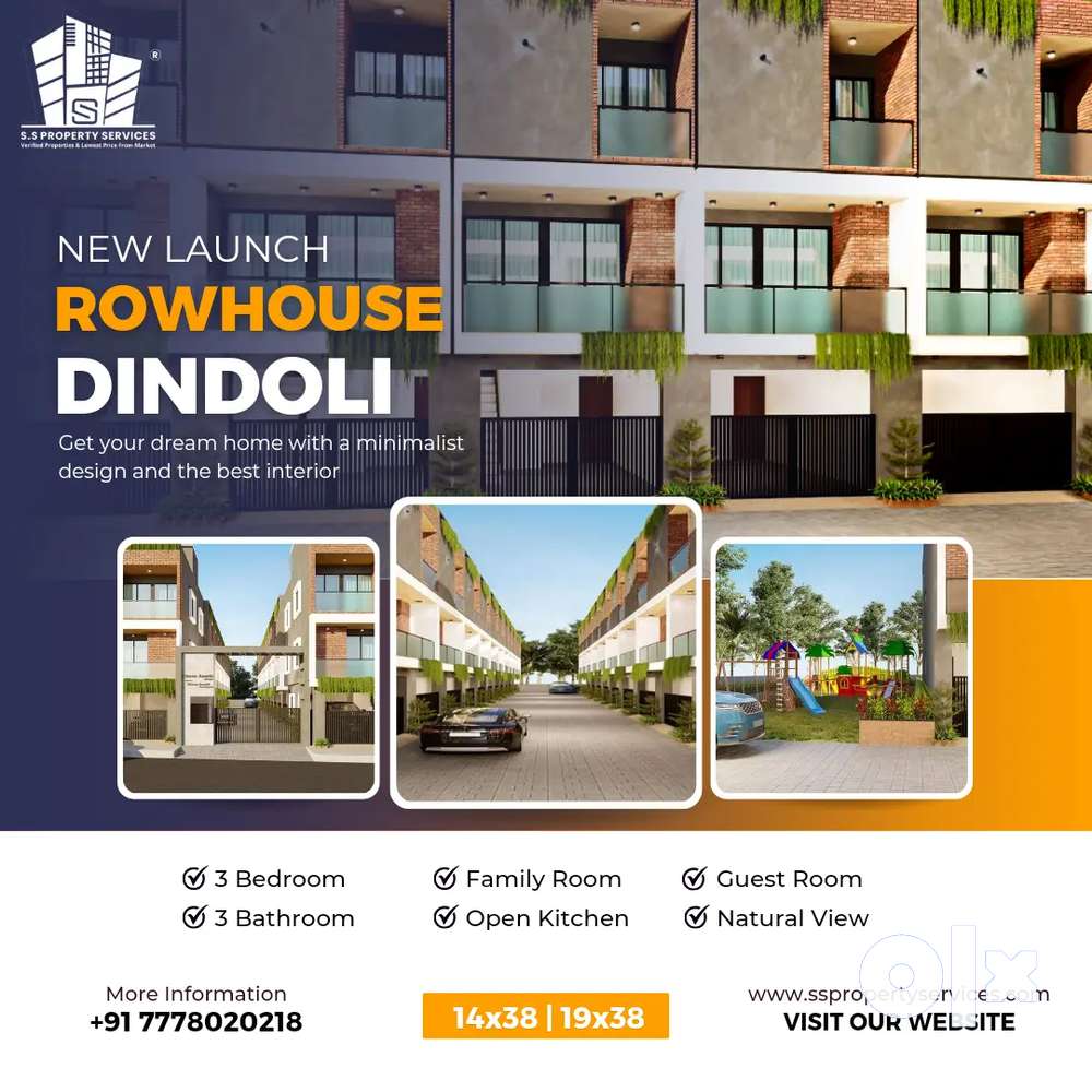3BHK 14x38 Best Construction Quality Rowhouse in Dindoli