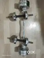 Dumble and chest and Biceps bar