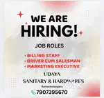 Billing staff, Driver cum salesman, marketing executive