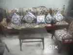 5 seater wooden sofa set with center table