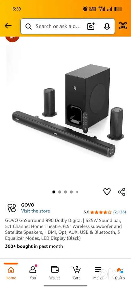 GOVO GoSurround 990 Dolby Digital  525W Sound bar