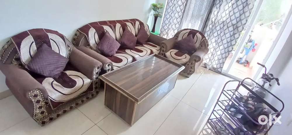 Sofa set 5 seater plus center table plus wooden wardrobe Almira