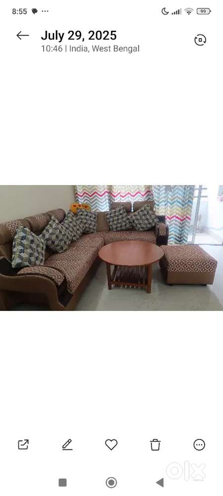 L size sofa and teak wood center table