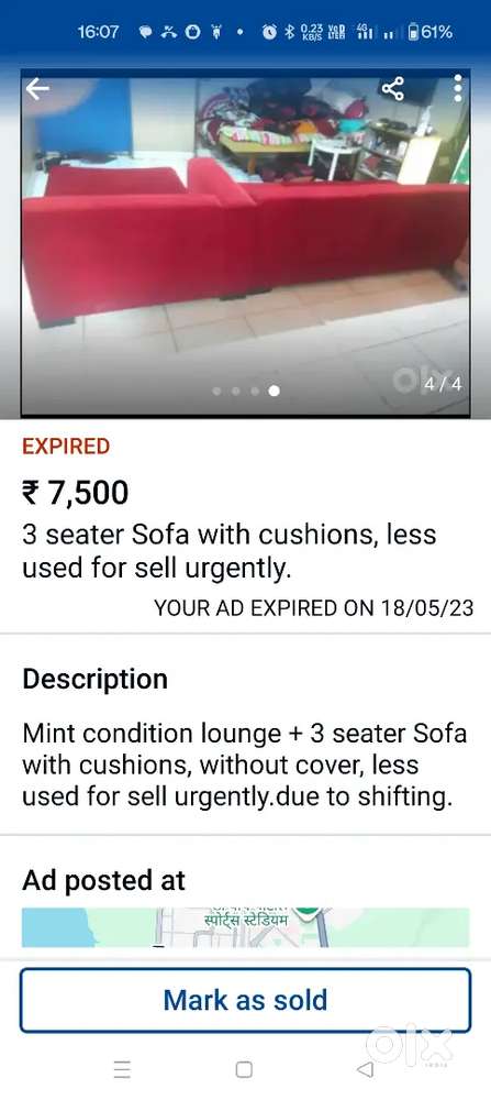 Sofa L shape for urgent sale