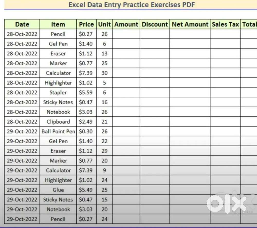 Need a data entry job in excel