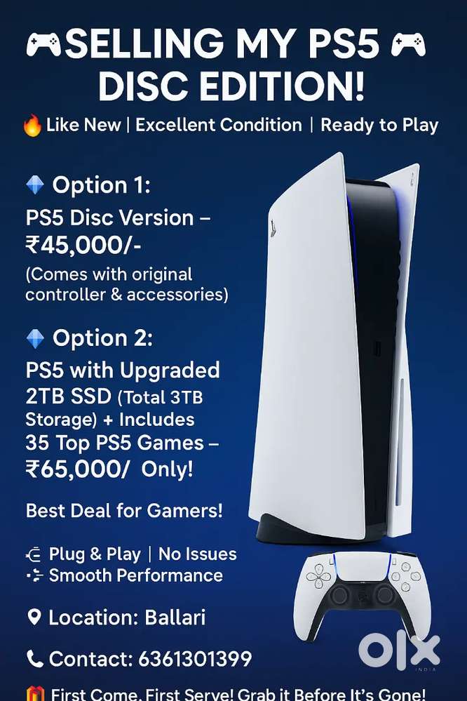 SONY Ps5 disc edition with 9 to 10 games